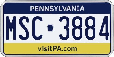 PA license plate MSC3884