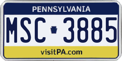 PA license plate MSC3885