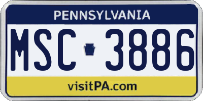 PA license plate MSC3886