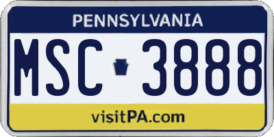 PA license plate MSC3888