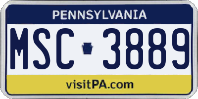 PA license plate MSC3889