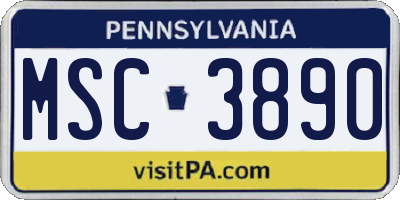PA license plate MSC3890