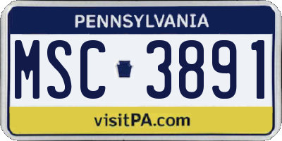 PA license plate MSC3891