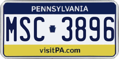 PA license plate MSC3896