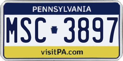 PA license plate MSC3897