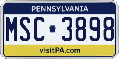 PA license plate MSC3898