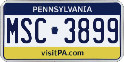 PA license plate MSC3899