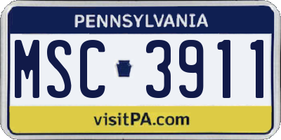 PA license plate MSC3911