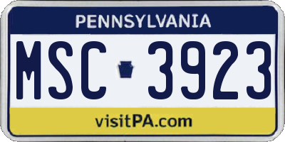 PA license plate MSC3923