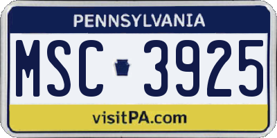 PA license plate MSC3925