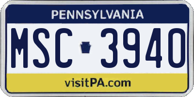 PA license plate MSC3940