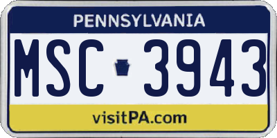 PA license plate MSC3943