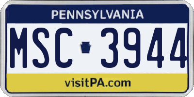 PA license plate MSC3944