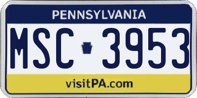 PA license plate MSC3953