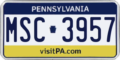 PA license plate MSC3957