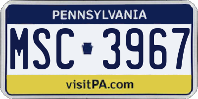 PA license plate MSC3967
