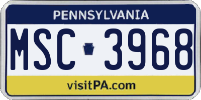 PA license plate MSC3968