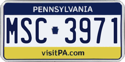 PA license plate MSC3971