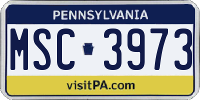 PA license plate MSC3973