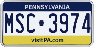 PA license plate MSC3974