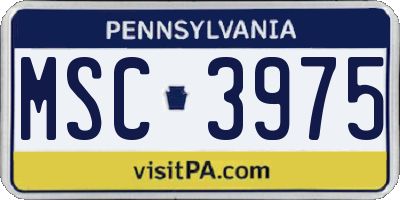 PA license plate MSC3975
