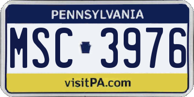 PA license plate MSC3976