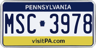 PA license plate MSC3978