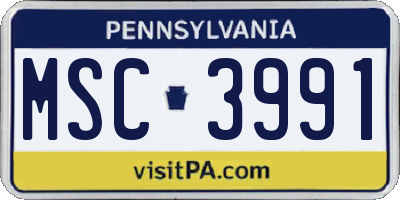 PA license plate MSC3991