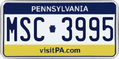 PA license plate MSC3995
