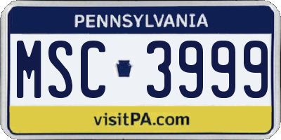 PA license plate MSC3999