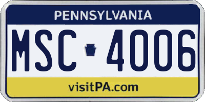 PA license plate MSC4006