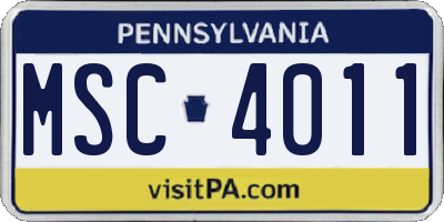 PA license plate MSC4011