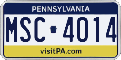 PA license plate MSC4014