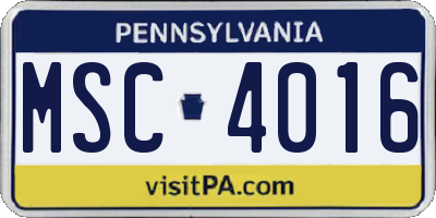 PA license plate MSC4016
