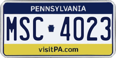 PA license plate MSC4023