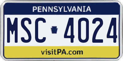 PA license plate MSC4024
