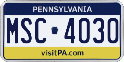 PA license plate MSC4030