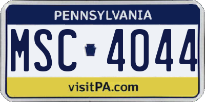 PA license plate MSC4044