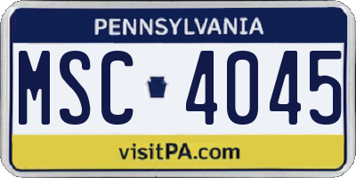 PA license plate MSC4045