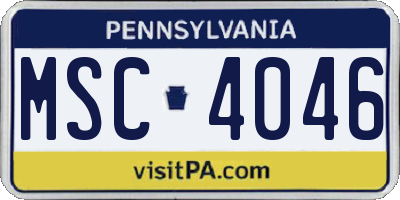 PA license plate MSC4046