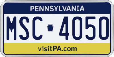 PA license plate MSC4050