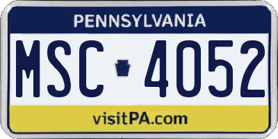 PA license plate MSC4052