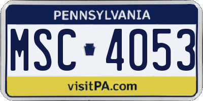 PA license plate MSC4053