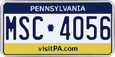 PA license plate MSC4056