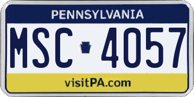 PA license plate MSC4057