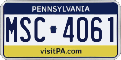 PA license plate MSC4061
