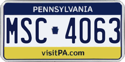 PA license plate MSC4063