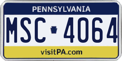 PA license plate MSC4064