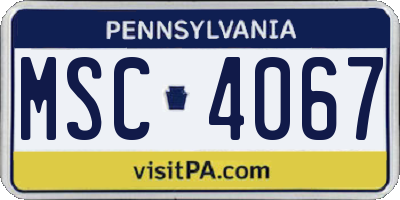 PA license plate MSC4067