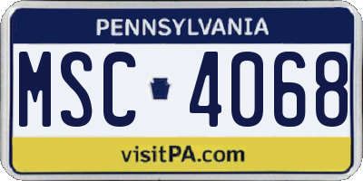 PA license plate MSC4068